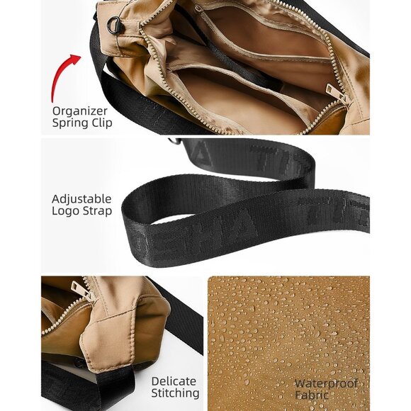 Medium Nylon Crescent Crossbody Bag for Women with Extended Adjustable Shoulder - Picture 4 of 7